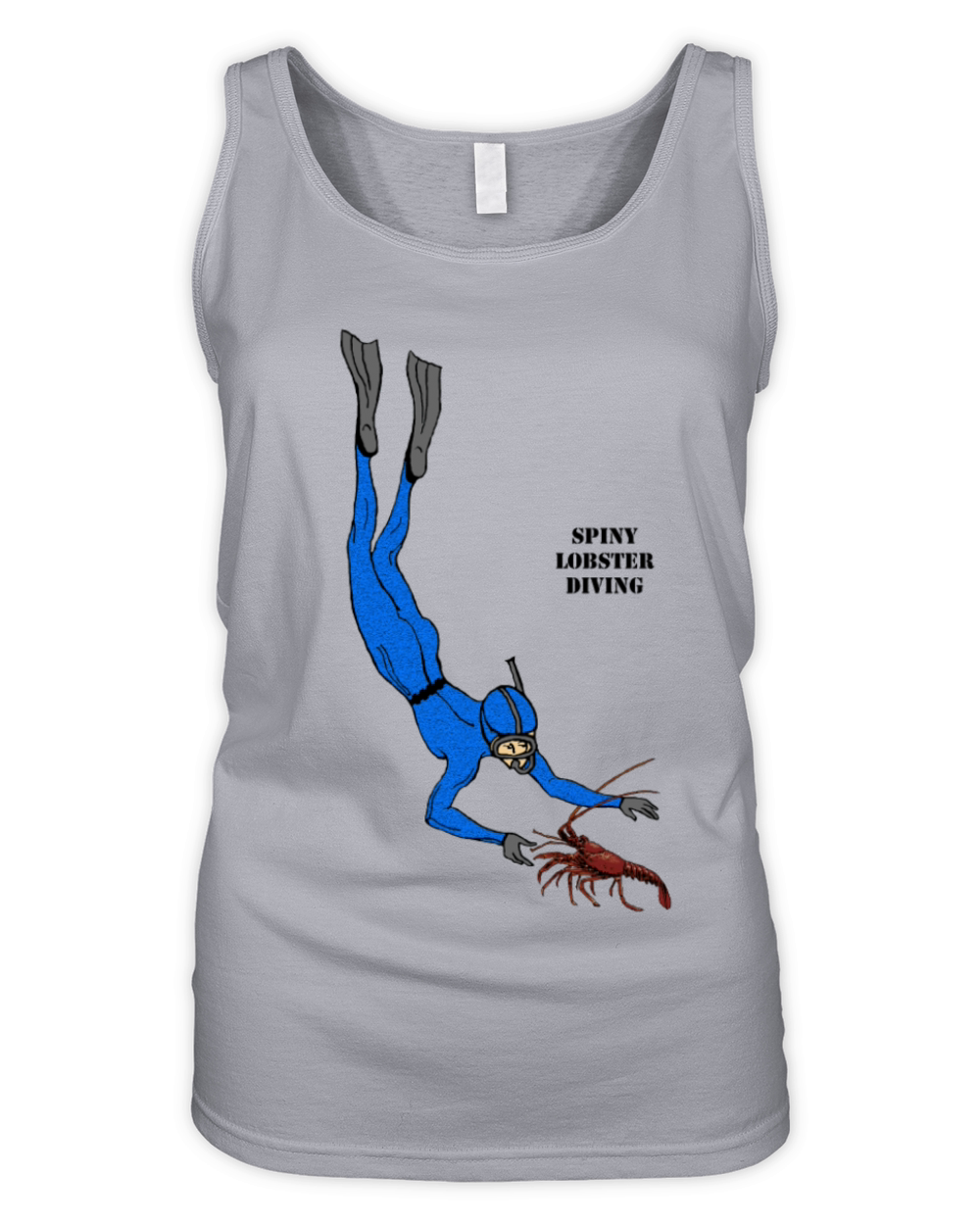 Vintage Freediving Diver Catching a Spiny Lobster Organic Women's Tank Top