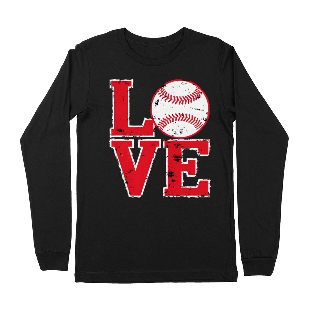 LOVE Baseball Vintage Grunge Typography Premium Long Sleeve