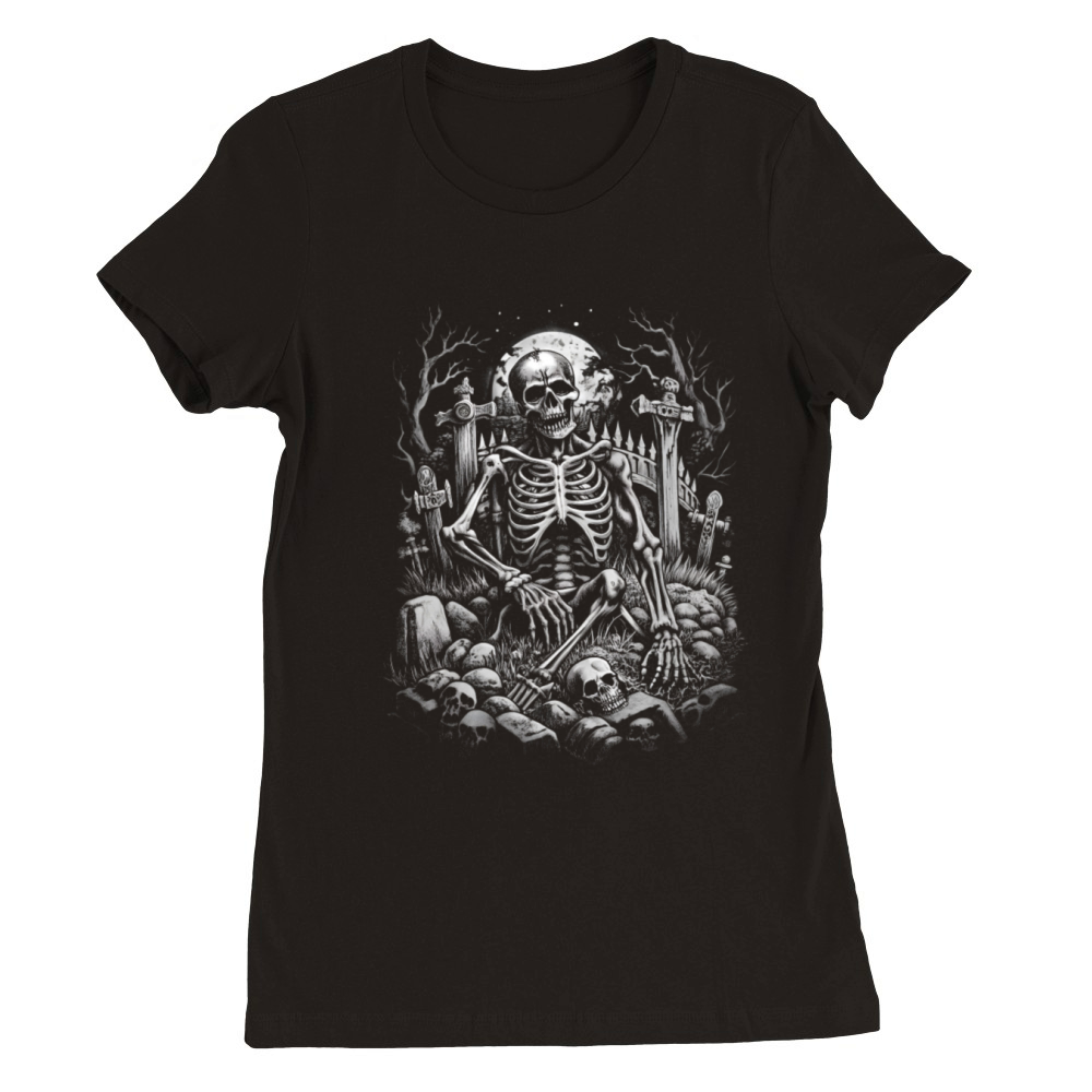 Skeleton sad Premium Womens Crewneck T-shirt