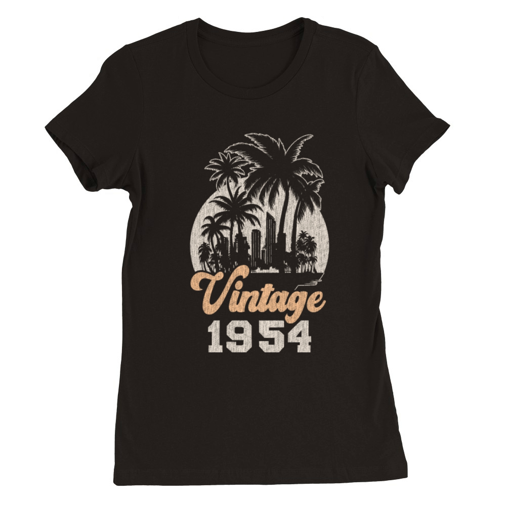 Vintage 1954 Birthday Palm Trees Premium Womens Crewneck T-shirt