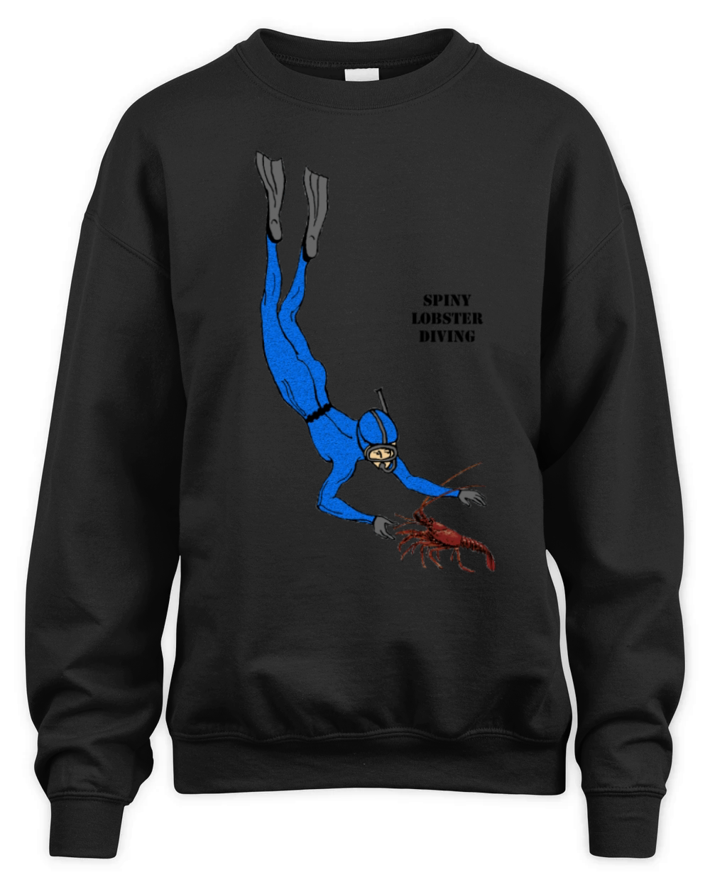 Vintage Freediving Diver Catching a Spiny Lobster Unisex Premium Crewneck Sweatshirt