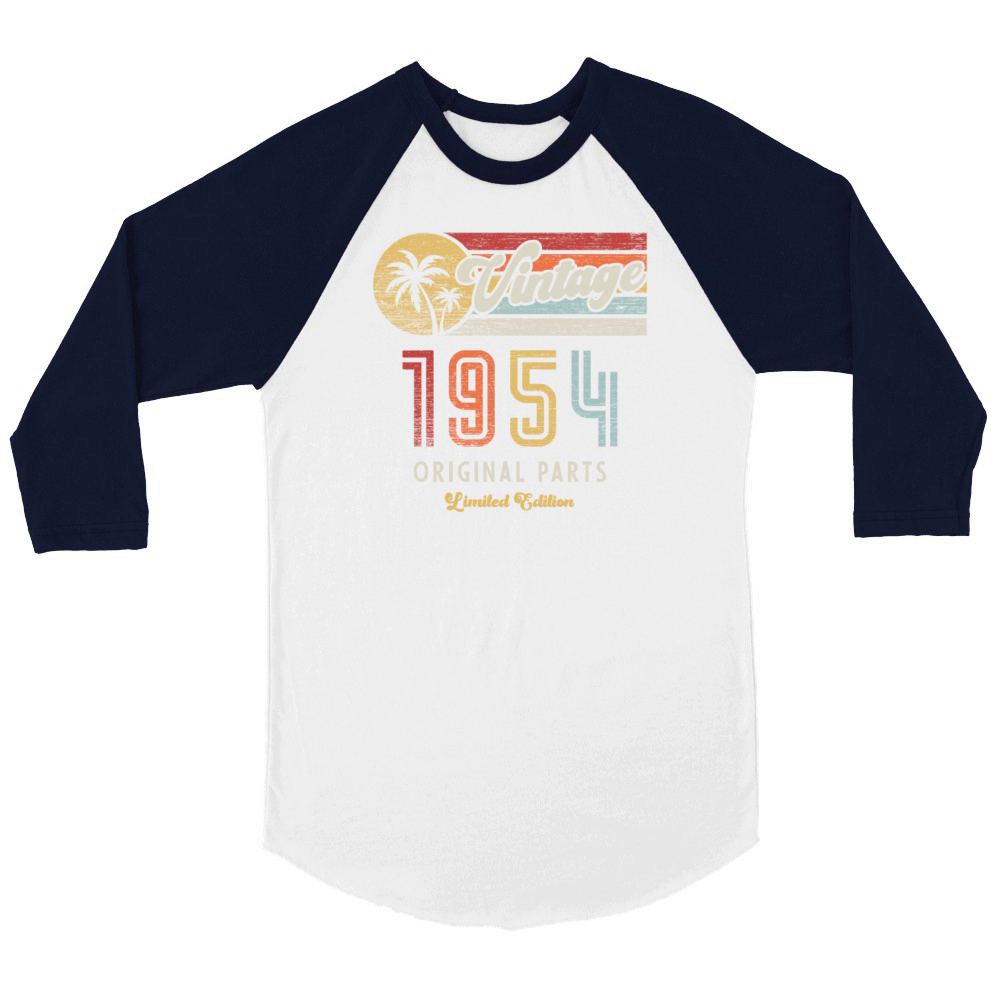 Vintage 1954 Birthday Retro Unisex ¾ sleeve Raglan T-shirt