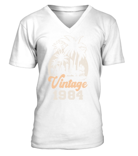 Vintage 1984 Birthday Palm Trees V-Neck T-shirt