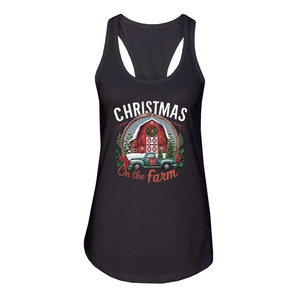 Christmas On The Farm Women's Racerback Tank
