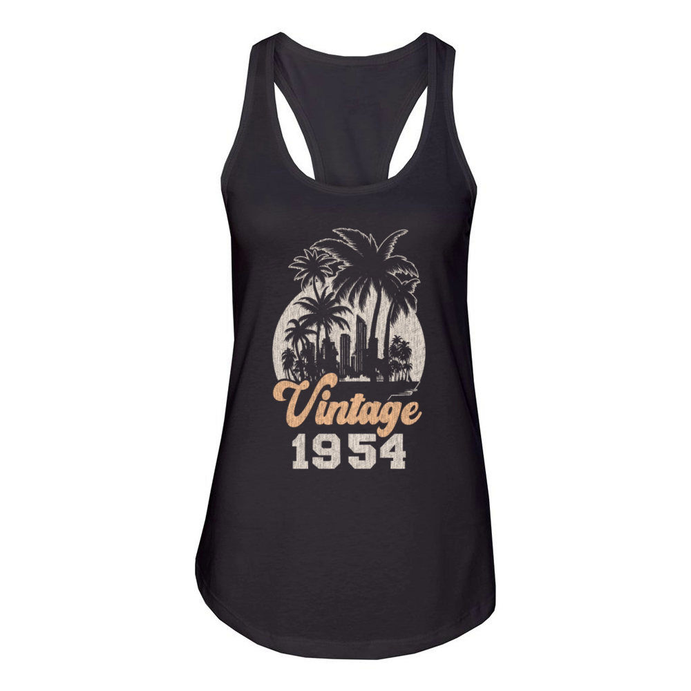 Vintage 1954 Birthday Palm Trees Women's Racerback Tank