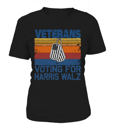 Retro Veterans Voting For Harris Walz Waltz 2024 Women's T-Shirt