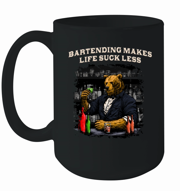 Bartending Makes Life Suck Less Funny Bartender Hu Ceramic Mug