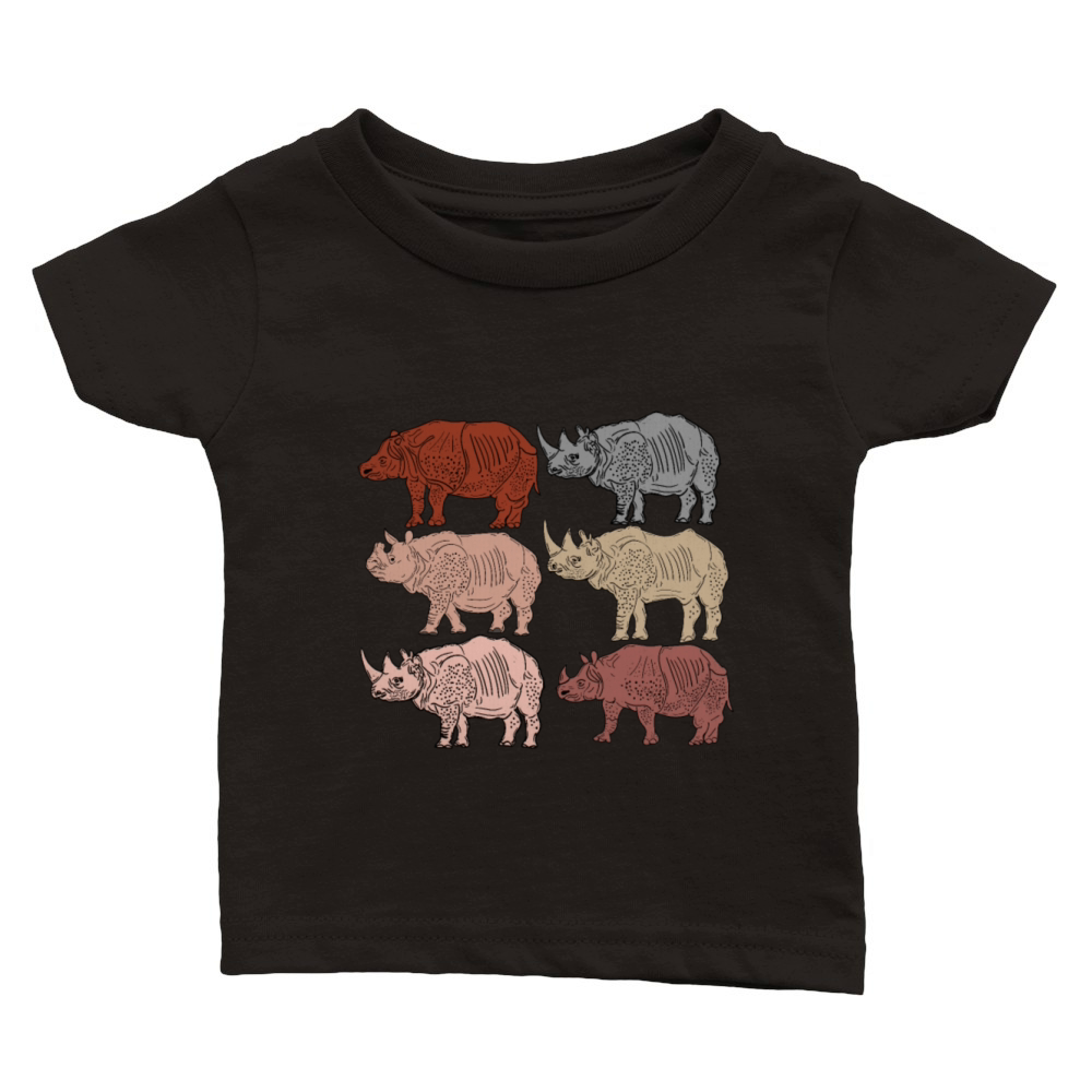 Vintage Rhino Lover Kids Zoology Retro Rhinoceros Classic Baby Crewneck T-shirt