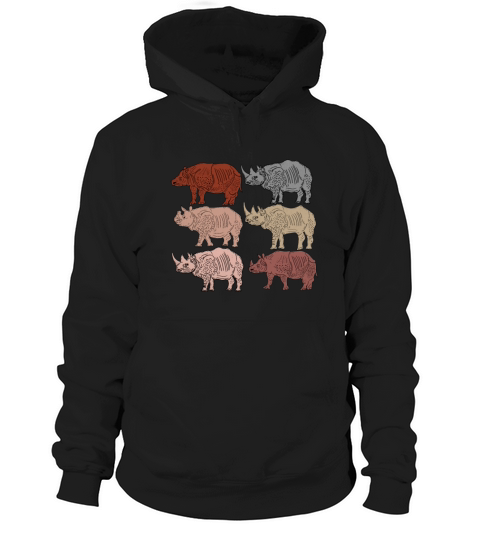 Vintage Rhino Lover Kids Zoology Retro Rhinoceros Hoodie Unisex