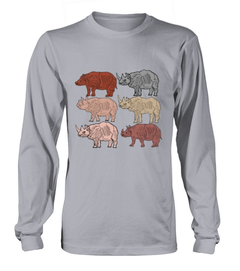 Vintage Rhino Lover Kids Zoology Retro Rhinoceros Long sleeved Unisex