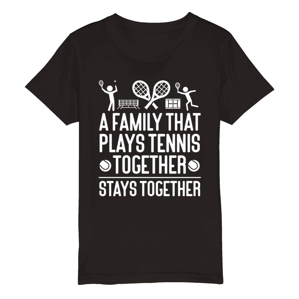 Funny Tennis Player Racket Family Organic Kids Crewneck T-shirt