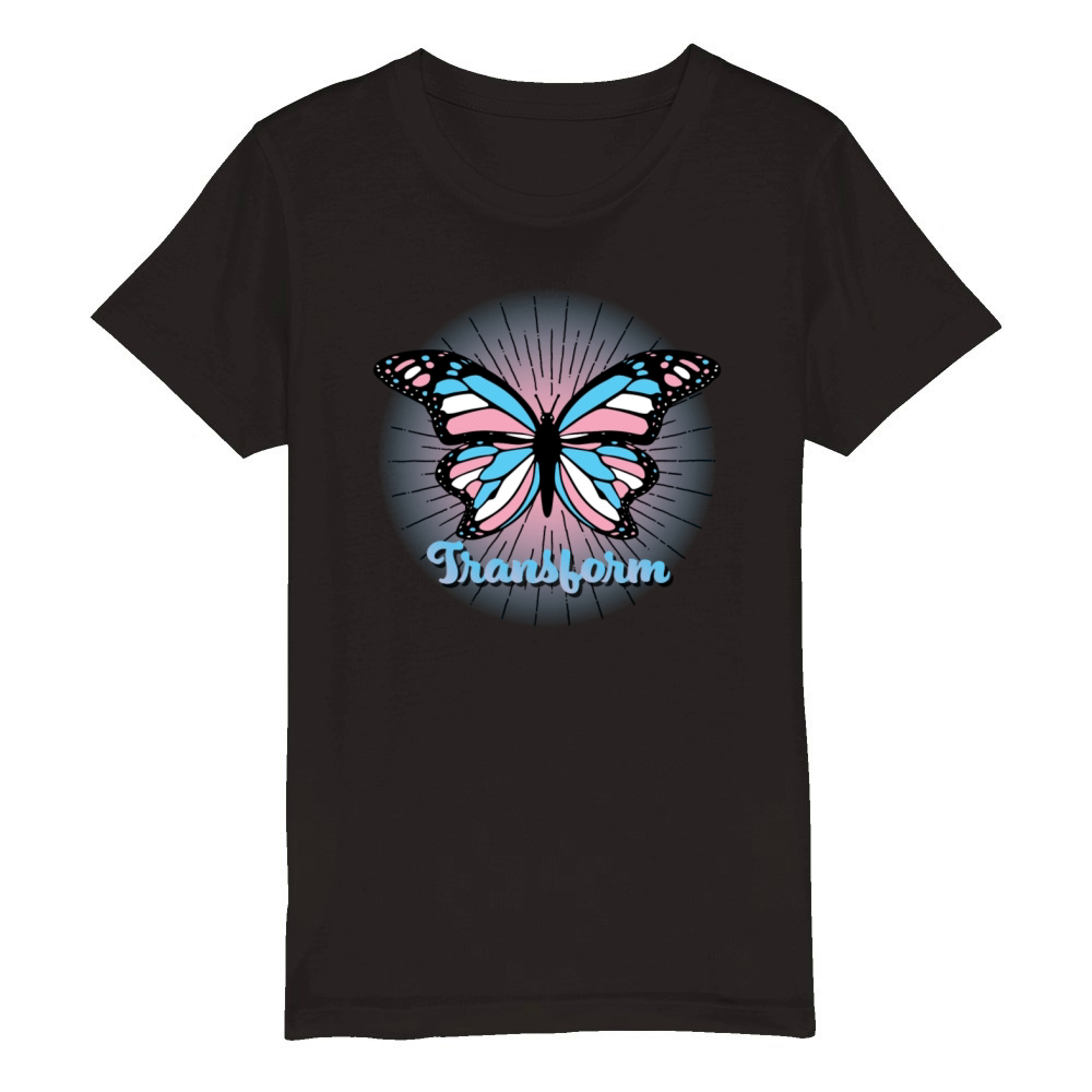 Transform - Transgender Pride Butterfly Design Organic Kids Crewneck T-shirt