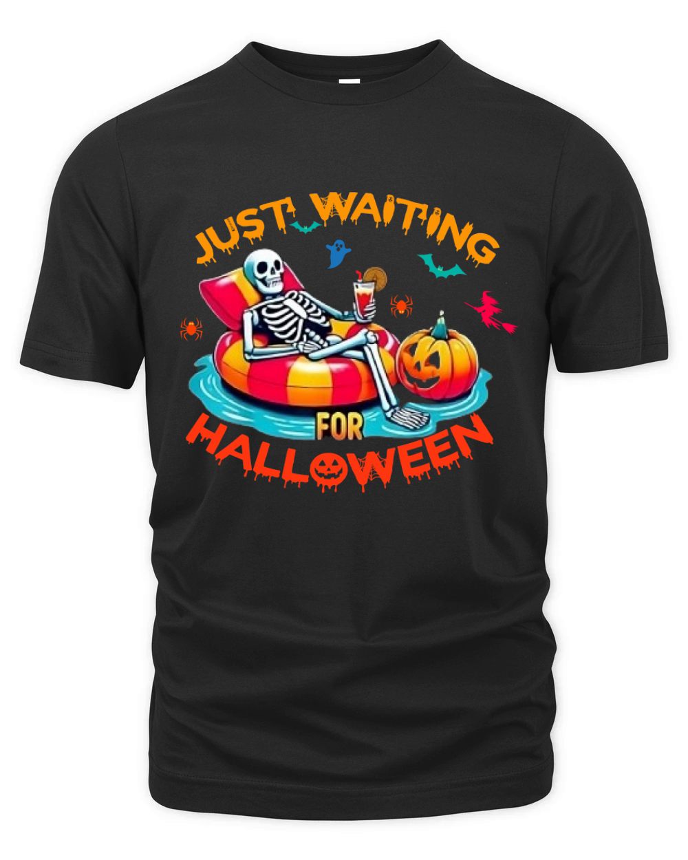 Just Waiting for Halloween skeleton Organic Unisex T-shirt