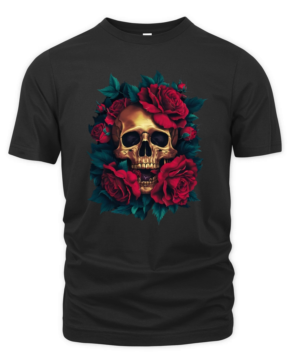 Skull and Roses Gothic Art Organic Unisex T-shirt