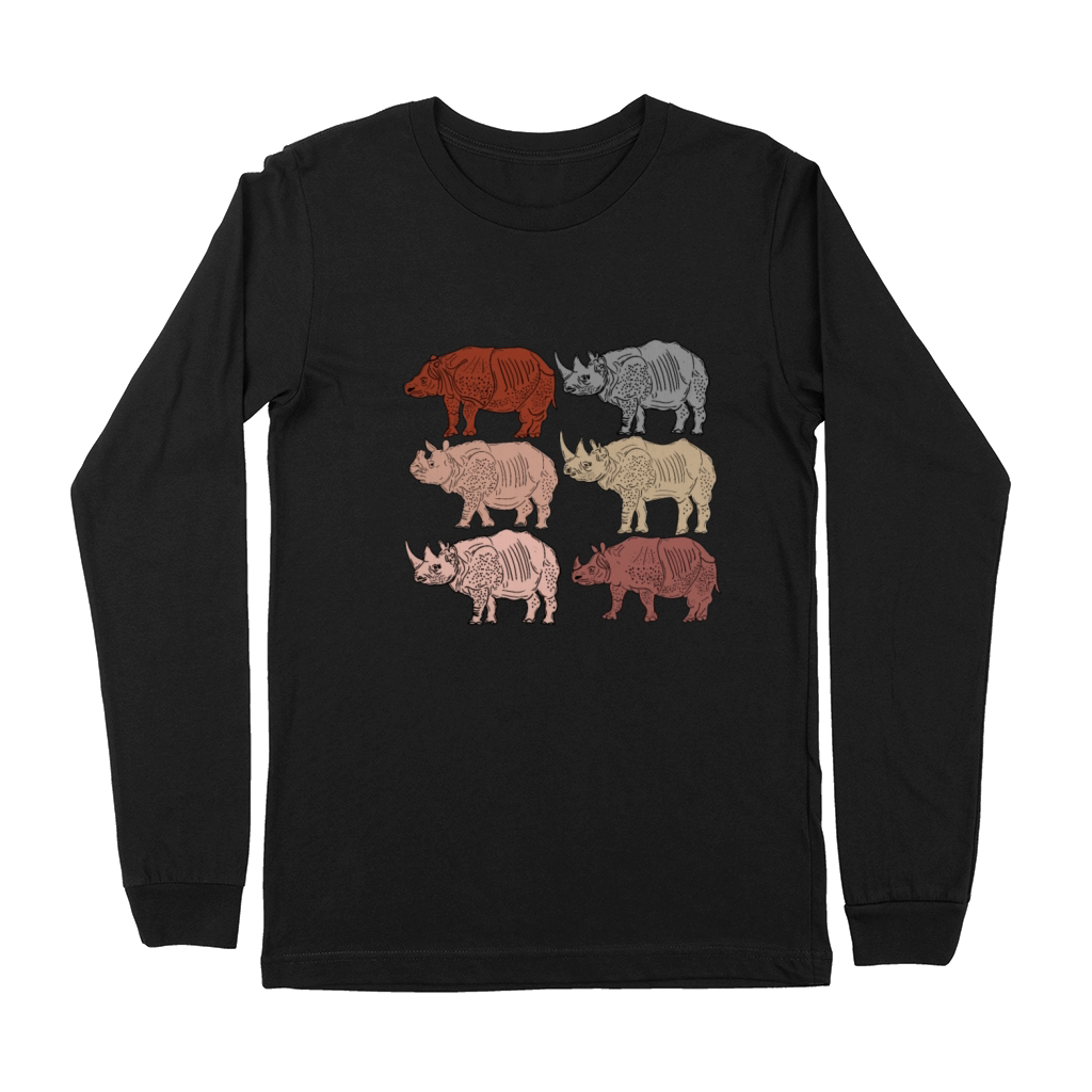 Vintage Rhino Lover Kids Zoology Retro Rhinoceros Premium Long Sleeve