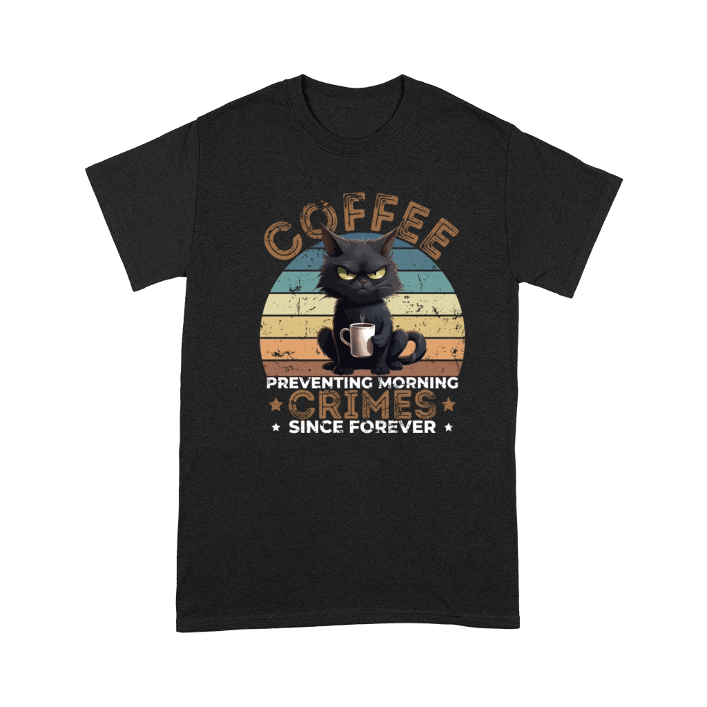 Coffee Preventing Morning Crimes Cat Humor Premium T-shirt