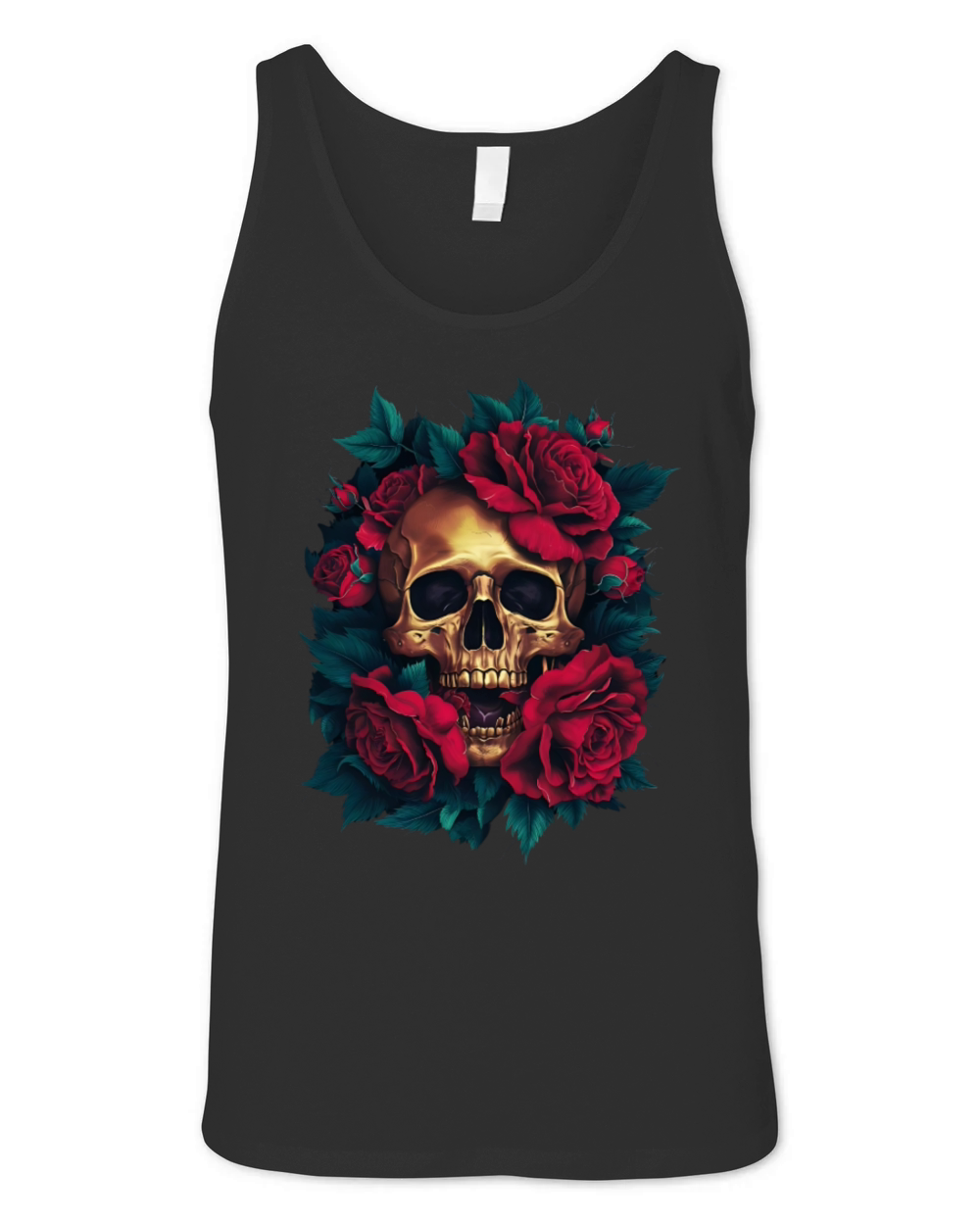 Skull and Roses Gothic Art Unisex Jersey Tank