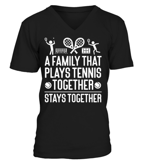 Funny Tennis Player Racket Family V-Neck T-shirt