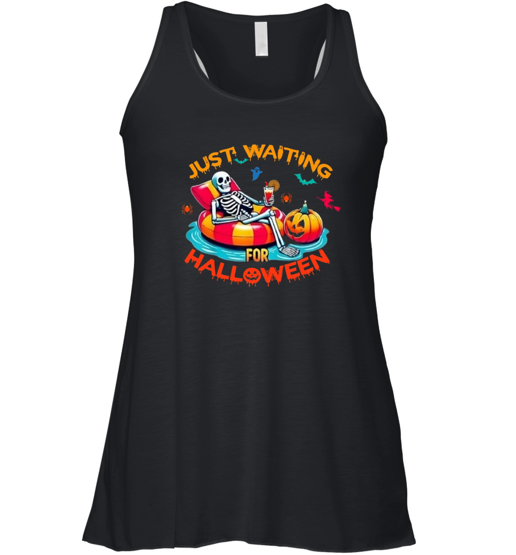 Just Waiting for Halloween skeleton Women's Flowy Tank Top
