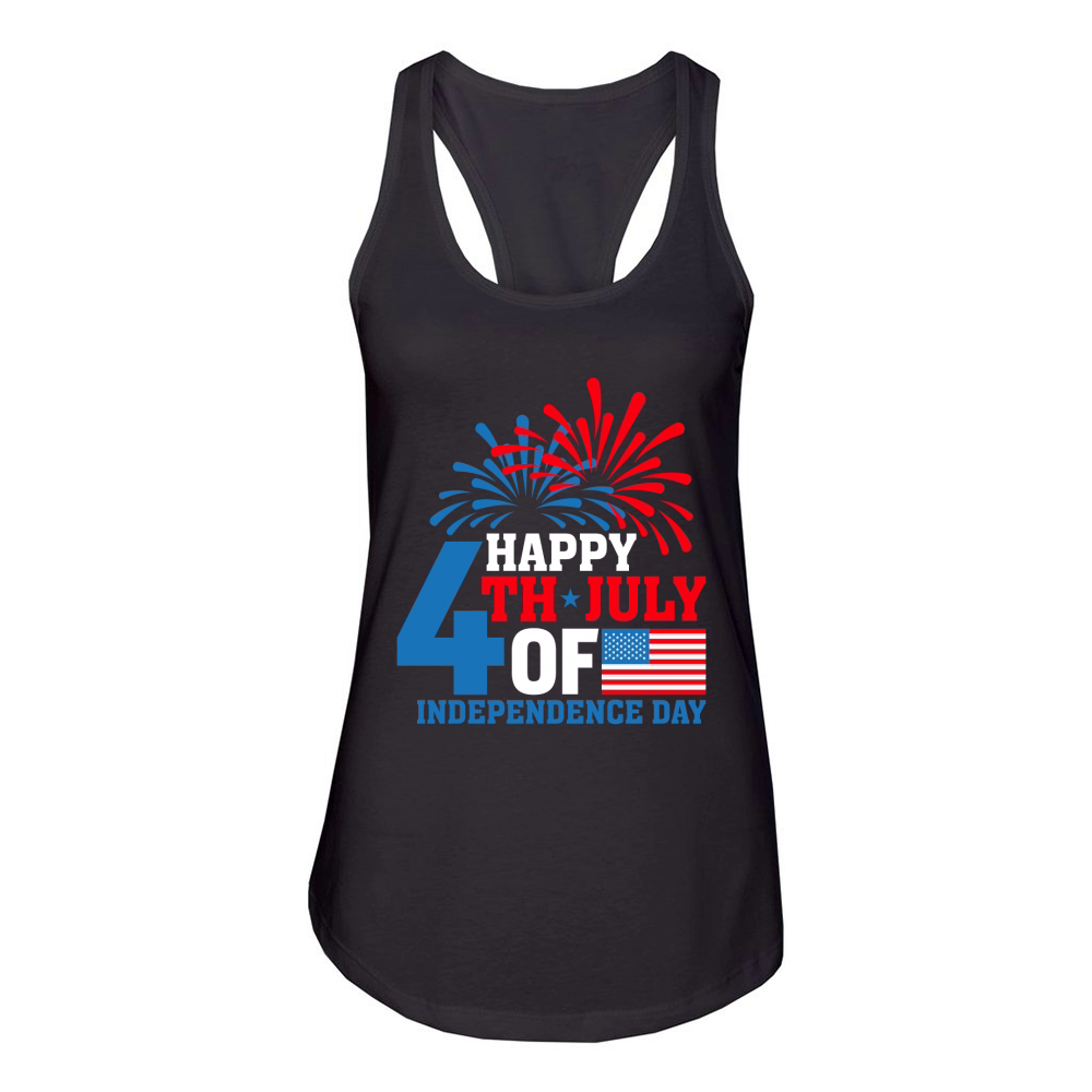Happy 4th of July Independence (3) Women's Racerback Tank