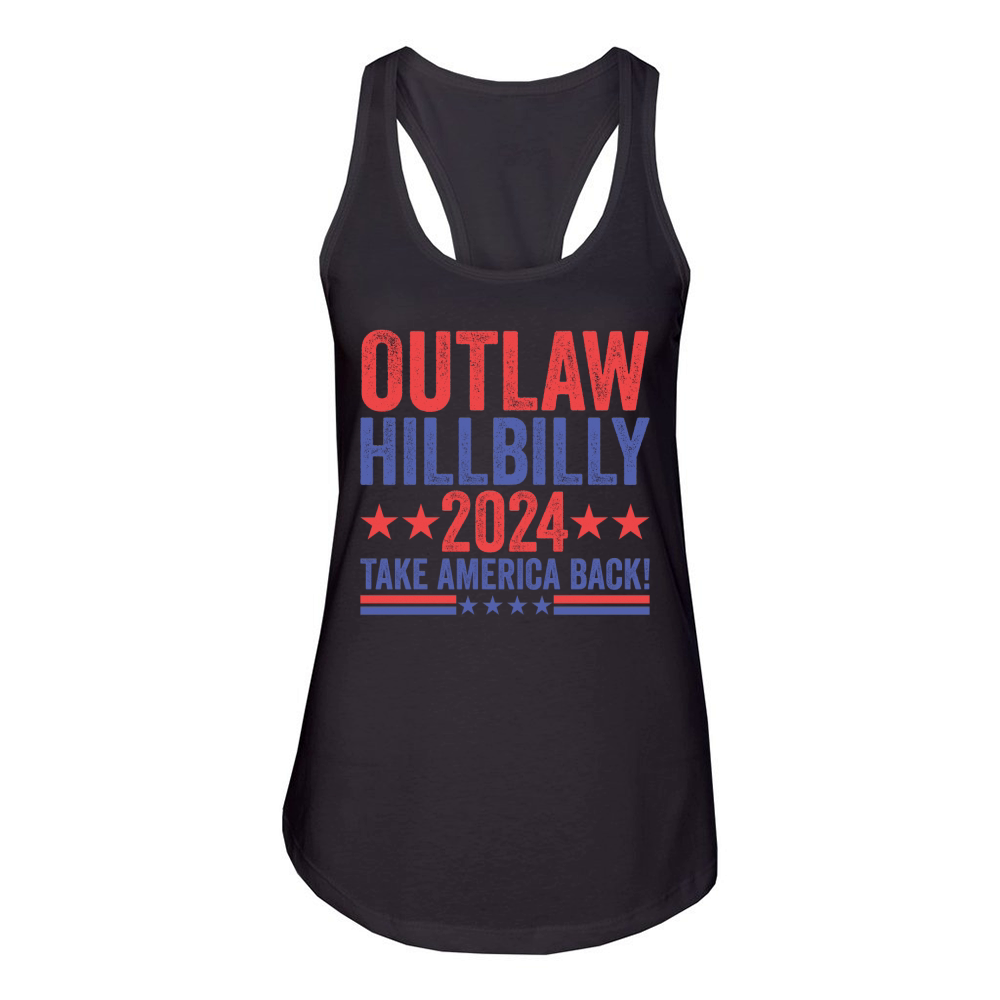 Outlaw Hillbilly 2024 Take America Back! Women's Racerback Tank