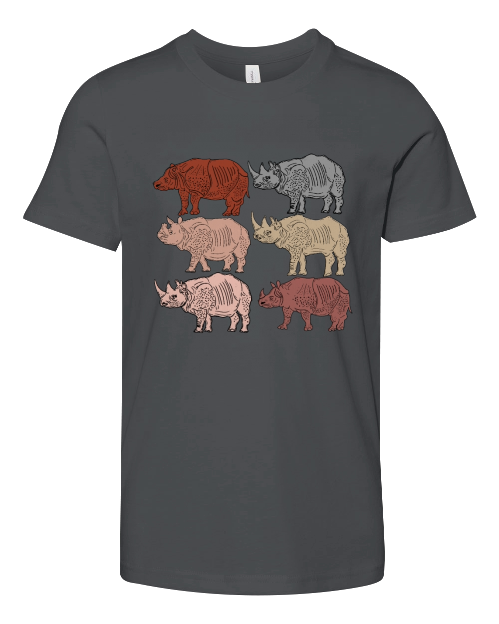 Vintage Rhino Lover Kids Zoology Retro Rhinoceros Youth Unisex Jersey Tee