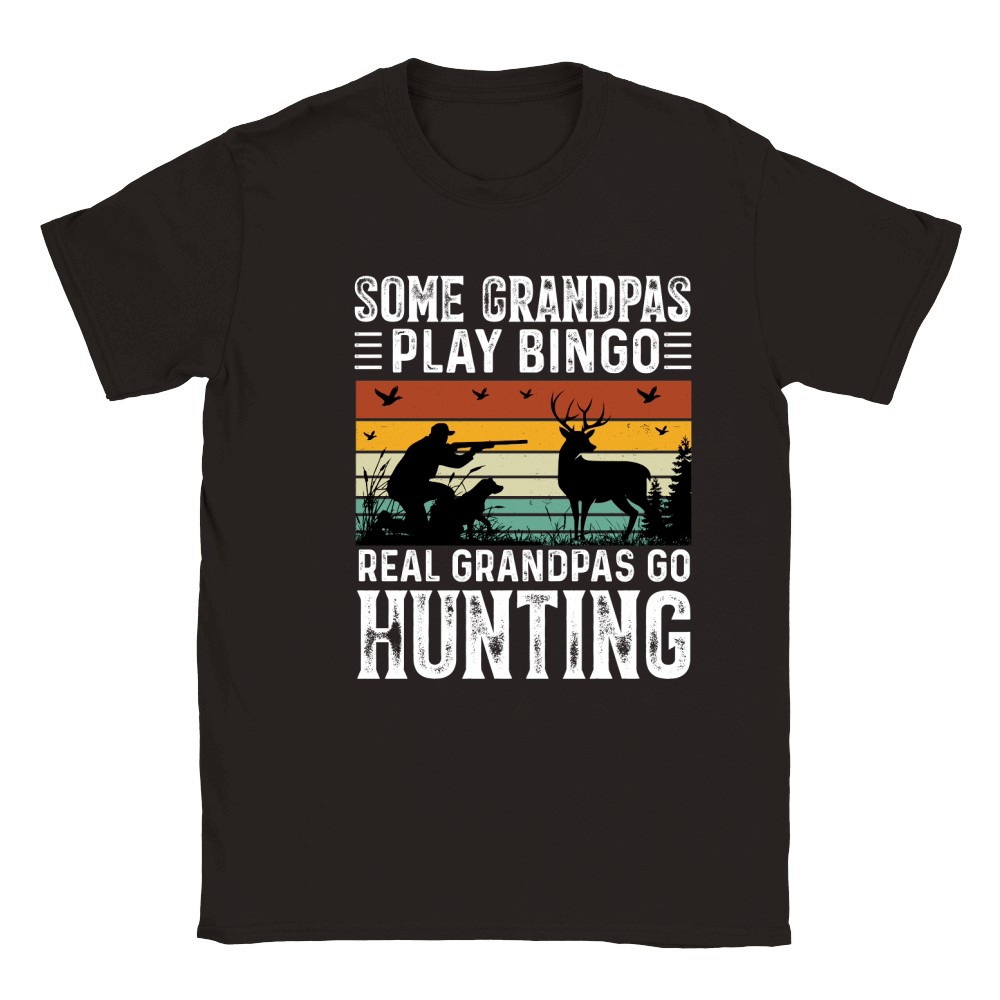 Some Grandpas Play Bingo Real Grandpas Go Hunting Classic Kids Crewneck T-shirt