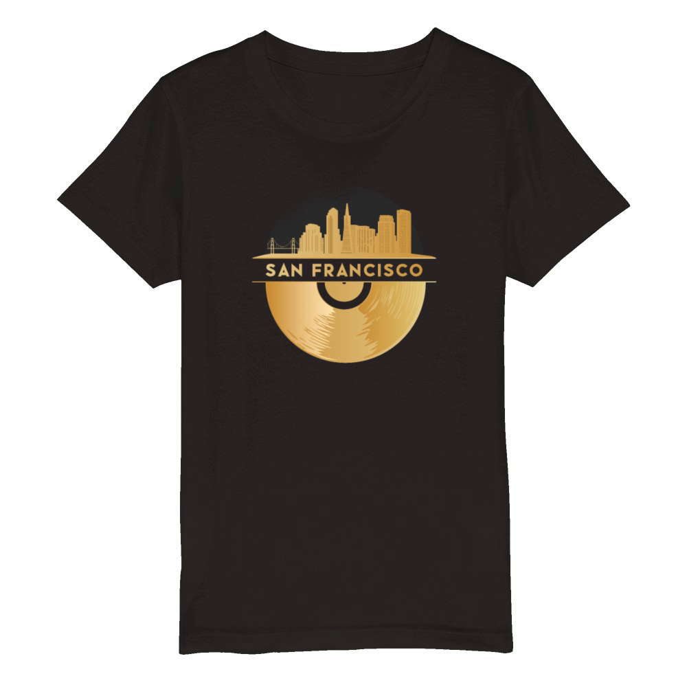 Vinyl-Record-Player Disco-Music Organic Kids Crewneck T-shirt