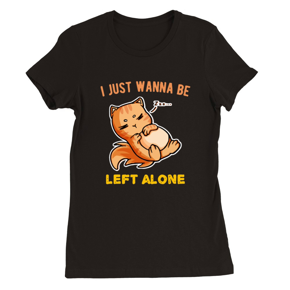 left alone cat Premium Womens Crewneck T-shirt