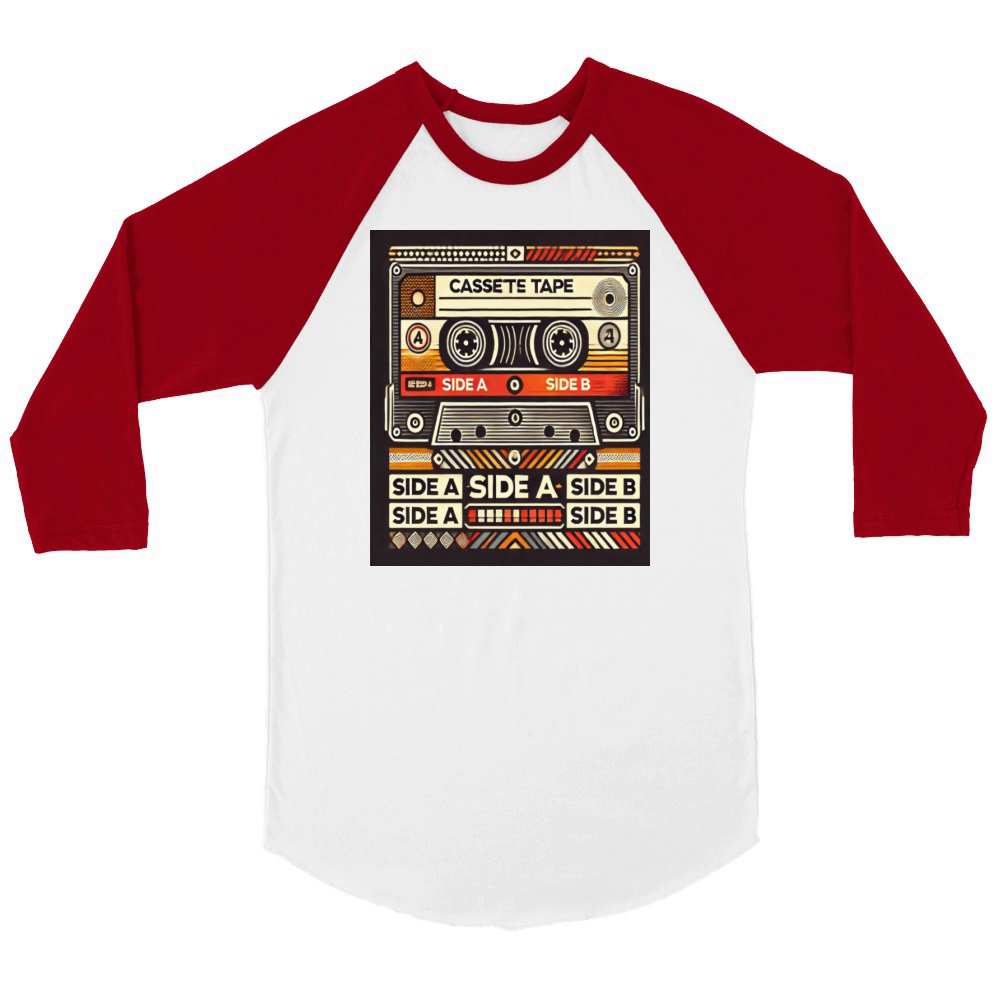 Cassette Tape Retro Cover Unisex ¾ sleeve Raglan T-shirt