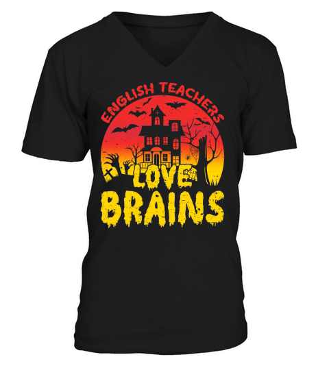 English Teachers Love Brains 04 V-Neck T-shirt