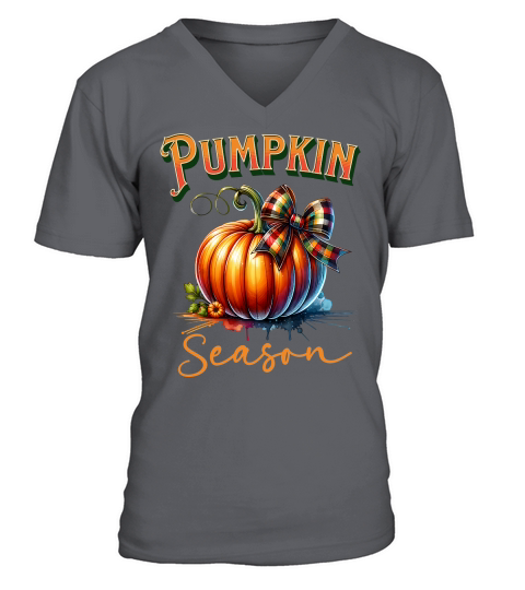 Pumpkin Season light text V-Neck T-shirt