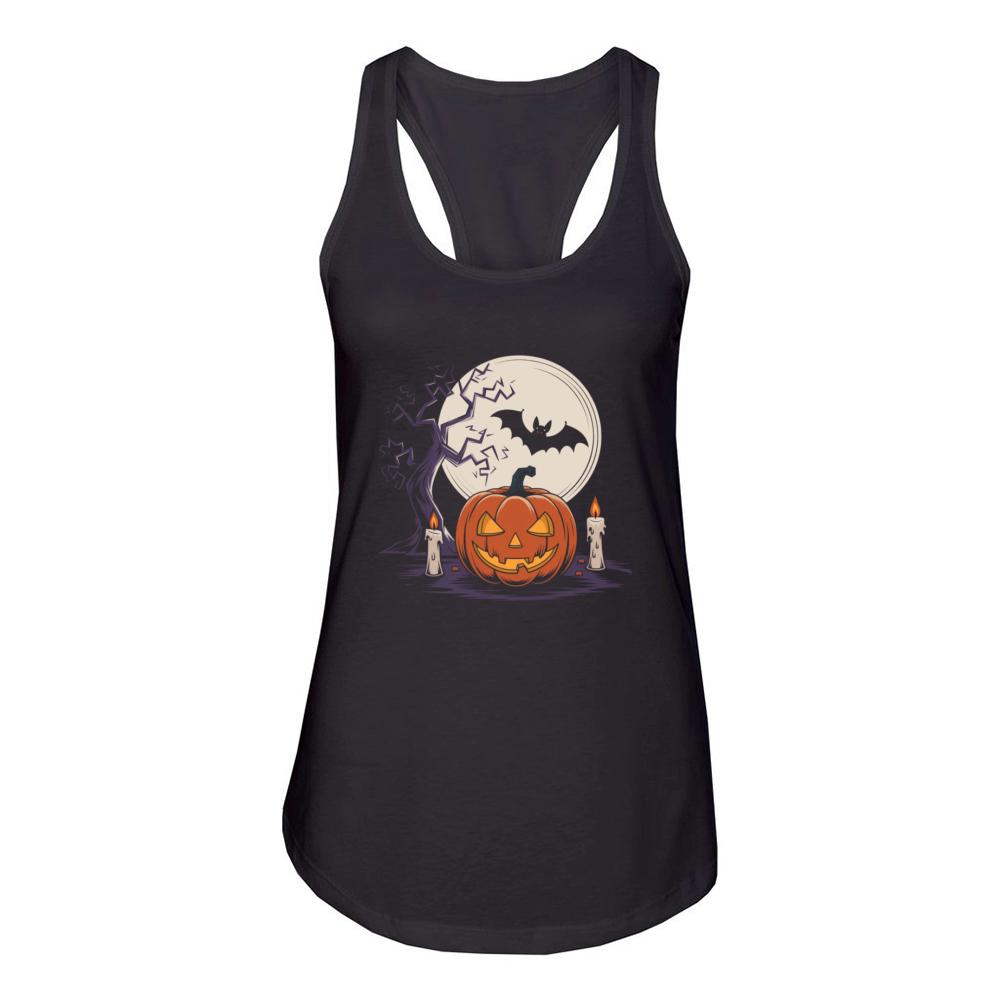 Vintage Pumpkin Scene Halloween Classic T-Shirt Women's Racerback Tank
