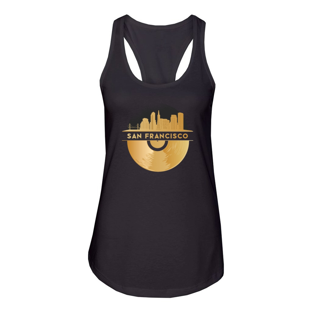 Vinyl-Record-Player Disco-Music Women's Racerback Tank