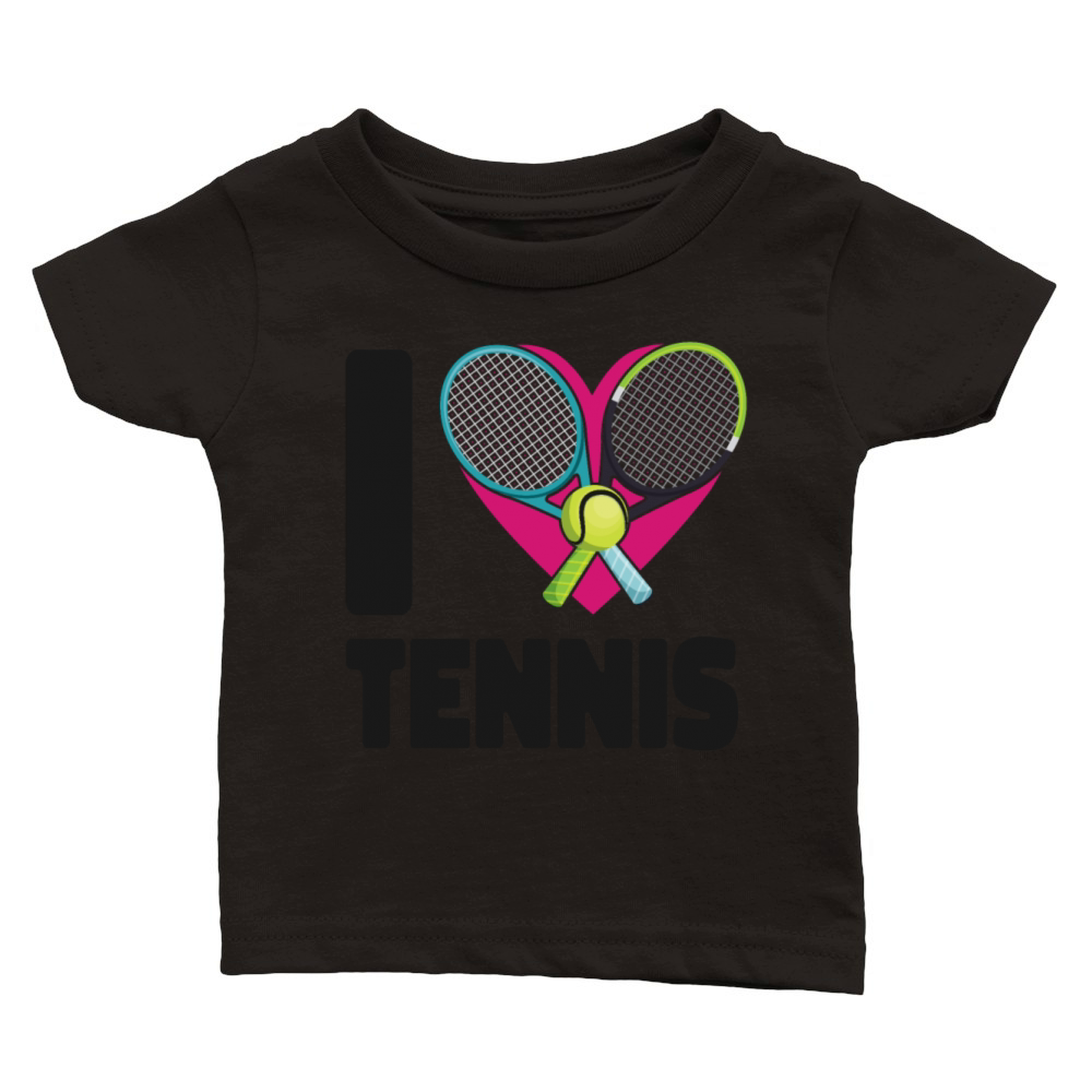 Funny Tennis Player Racket Heart I Classic Baby Crewneck T-shirt