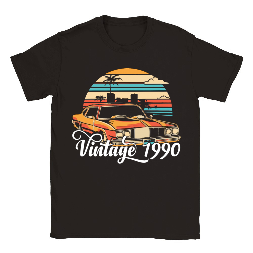 Retro Vintage 1990 Car Lover For Car Enthusiast Classic Kids Crewneck T-shirt