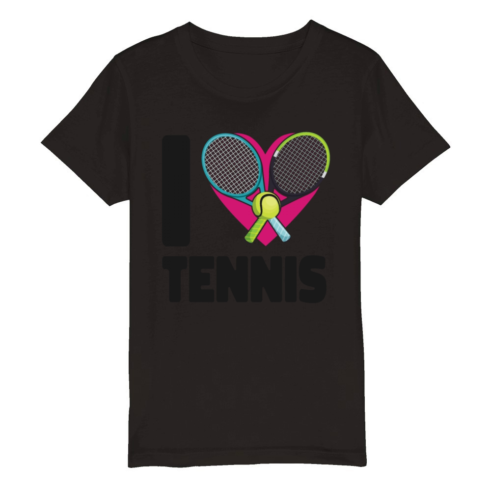 Funny Tennis Player Racket Heart I Organic Kids Crewneck T-shirt