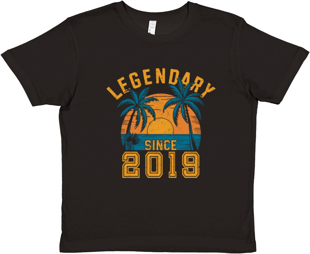 Legendary Since 2019 Birthday Sunset Retro Palm Premium Kids Crewneck T-shirt