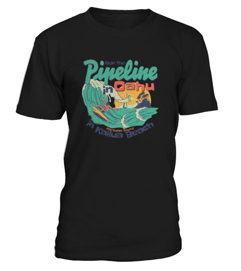 Ride Pipeline Oahu Kailua Beach Vintge Print Tee T-Shirt Unisex