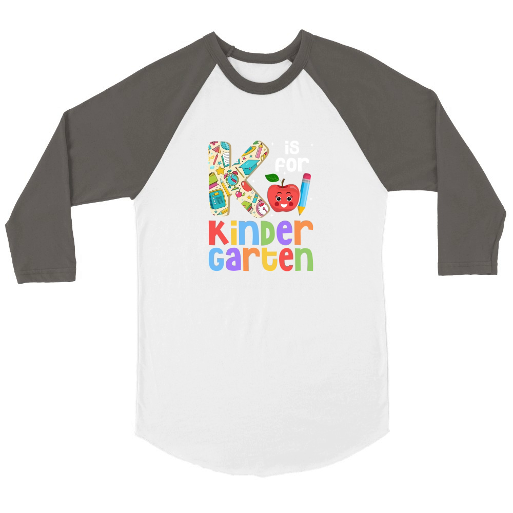 K Is For Kindergarten Unisex ¾ sleeve Raglan T-shirt