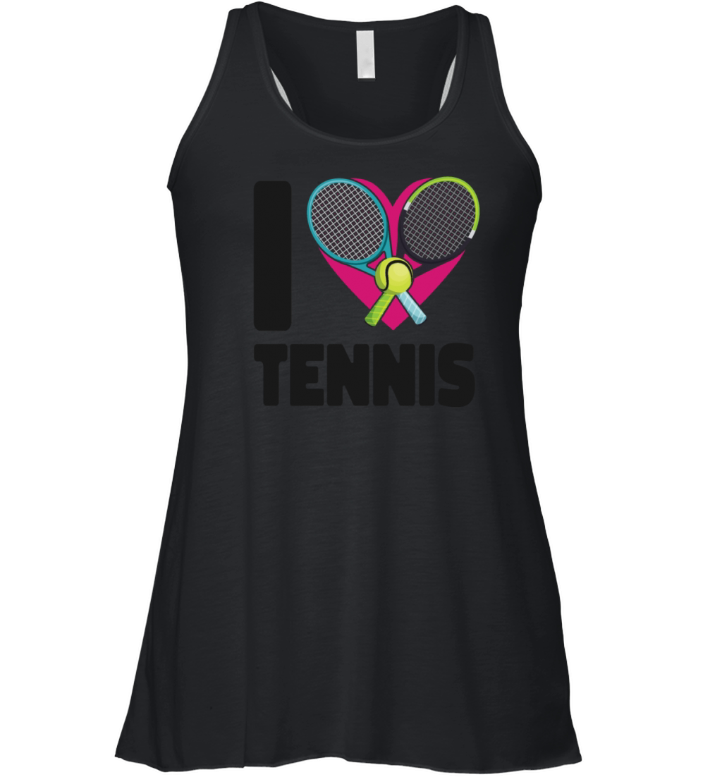 Funny Tennis Player Racket Heart I Women's Flowy Tank Top