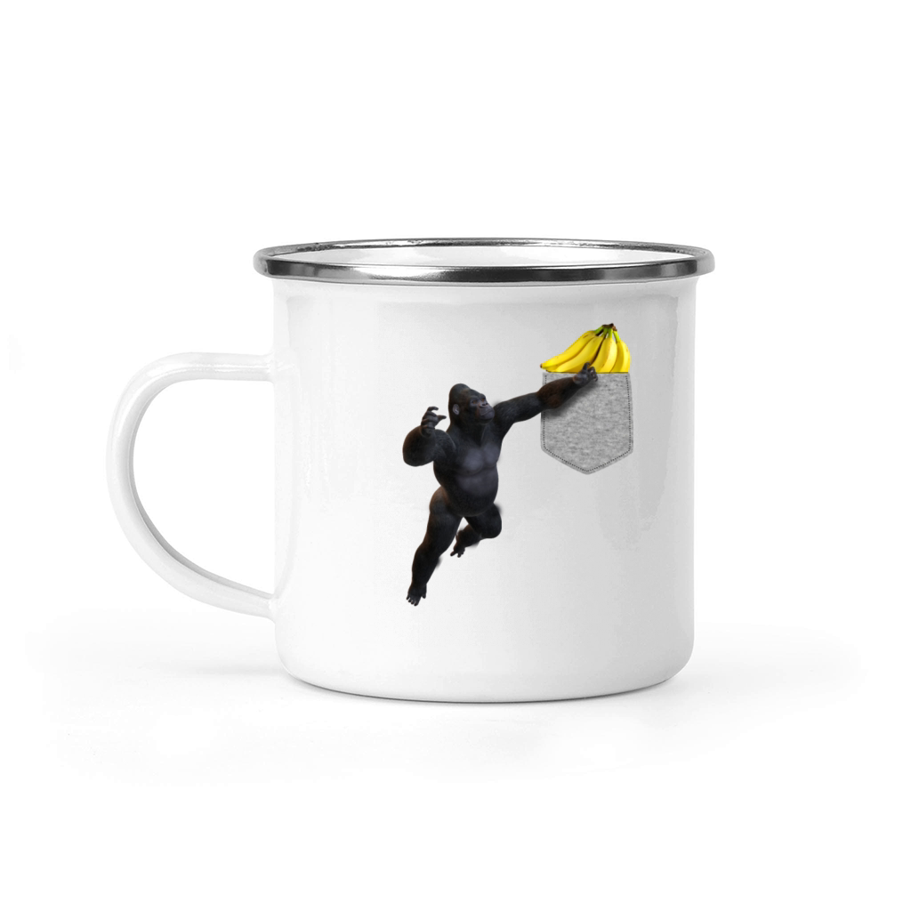 Gorilla Reaching For Banana In Fake Pocket Funny Camping Mug