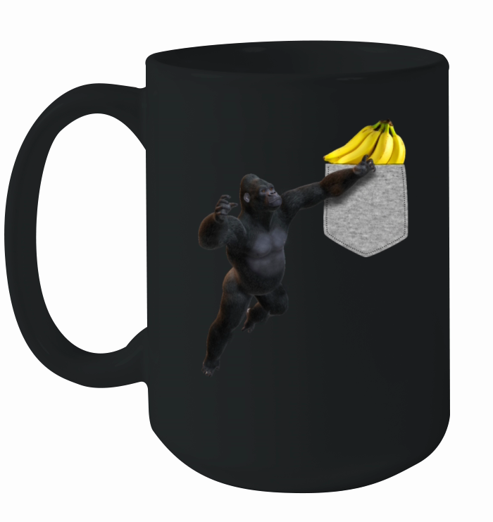 Gorilla Reaching For Banana In Fake Pocket Funny Ceramic Mug