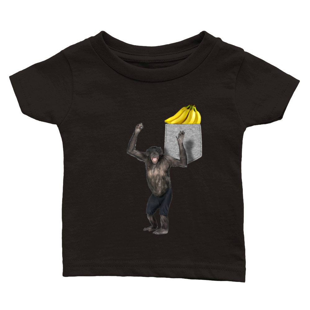 Chimpanzee Reaching For Banana In Your Fake Pocket Classic Baby Crewneck T-shirt