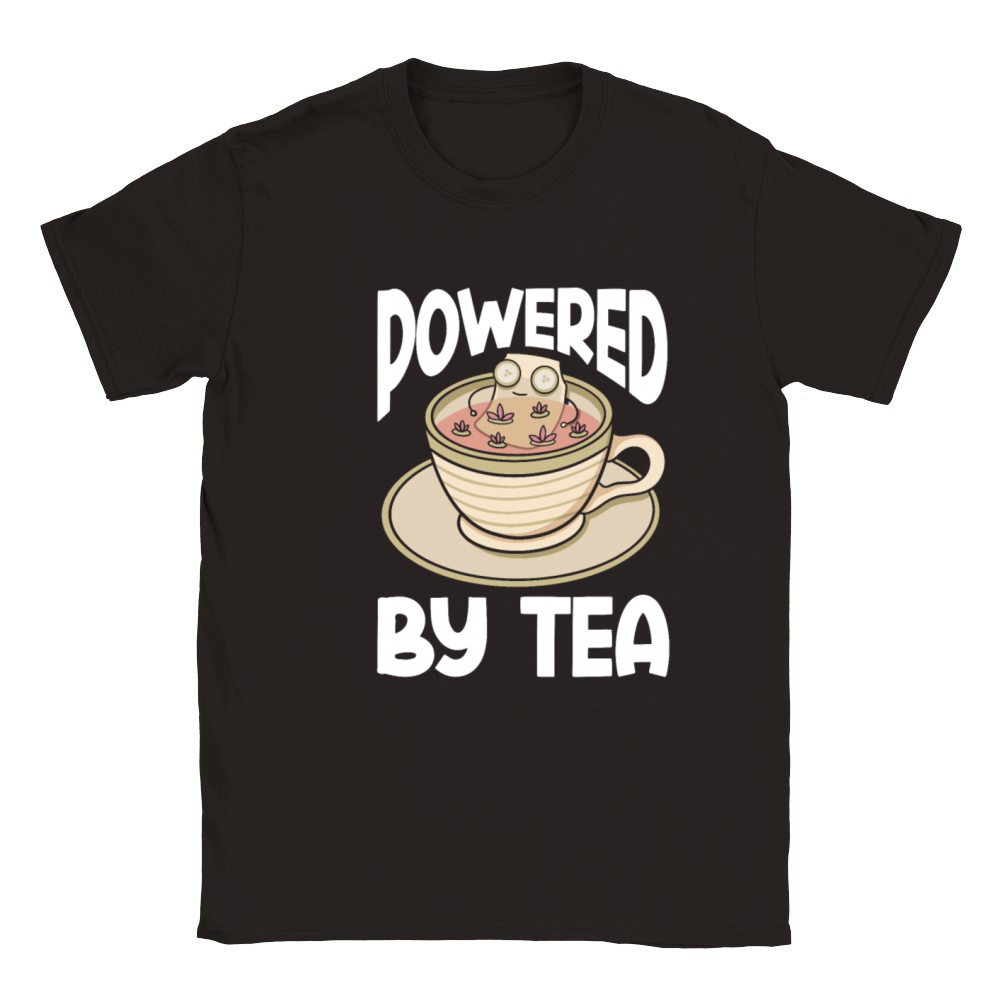 Tea Lover Tea Drinker Quotes Powered By Tea Classic Kids Crewneck T-shirt