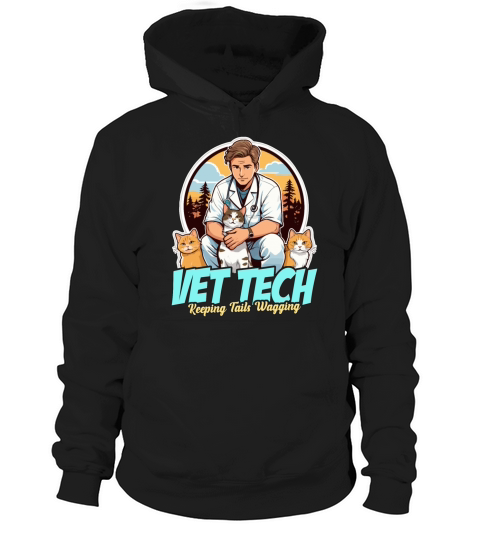 Vet Tech Keeping Tails Wagging Veterinary Medicine Hoodie Unisex