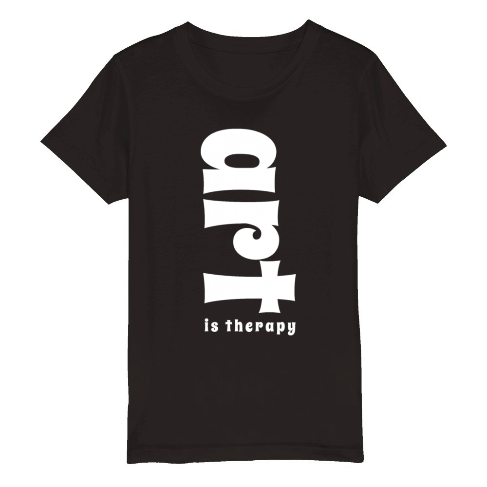 Art is My Therapy - Funny Artist Organic Kids Crewneck T-shirt