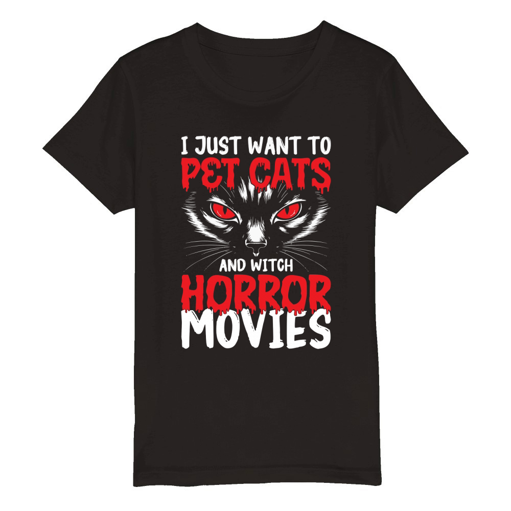 i just want to pet cats and witch horror movies Organic Kids Crewneck T-shirt