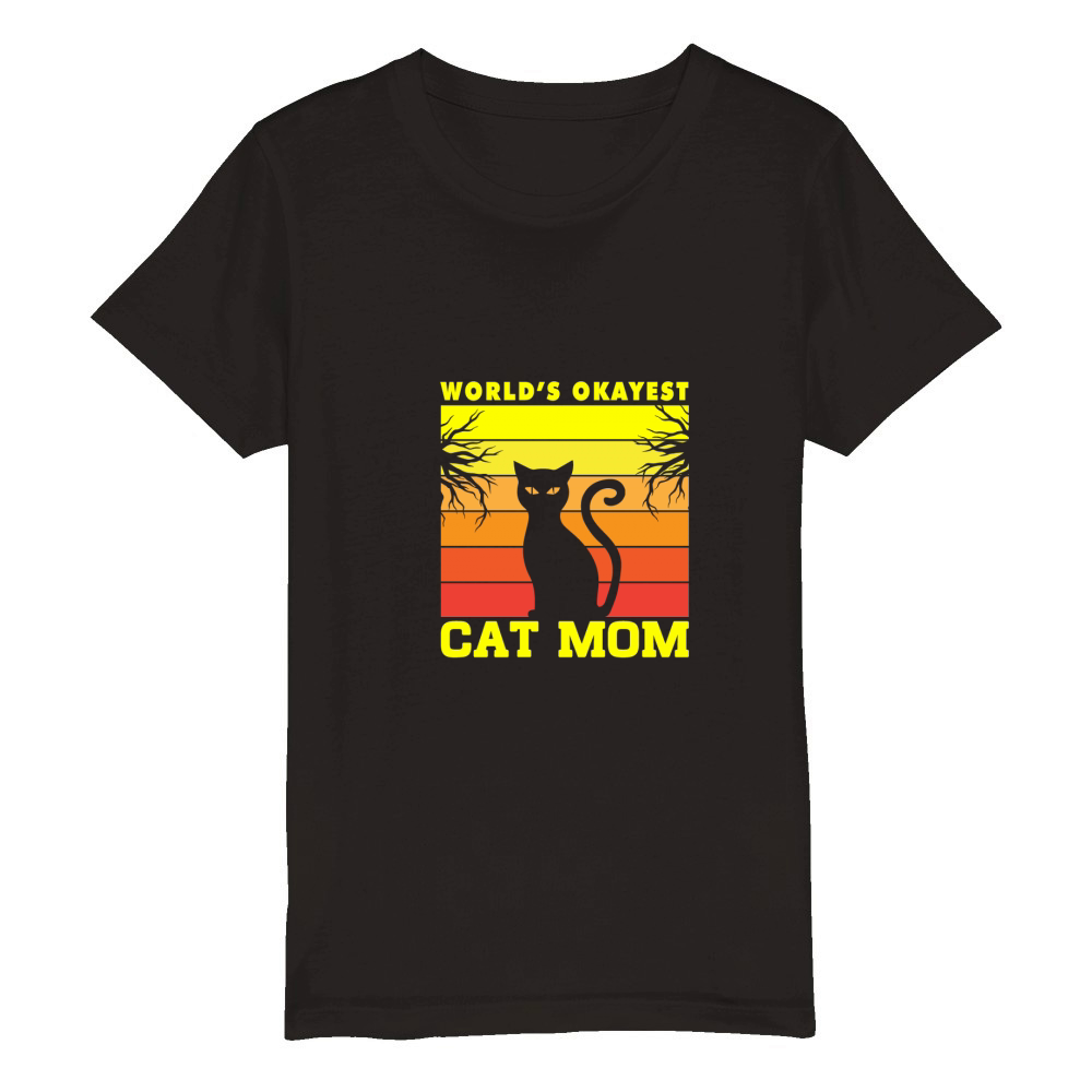 Worlds okayest cat mom 07 Organic Kids Crewneck T-shirt