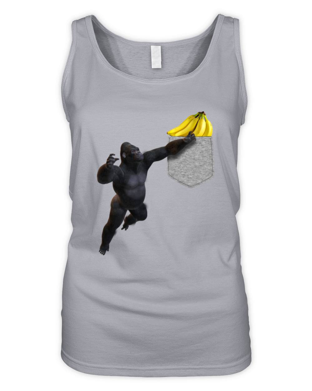 Gorilla Reaching For Banana In Fake Pocket Funny Organic Women's Tank Top